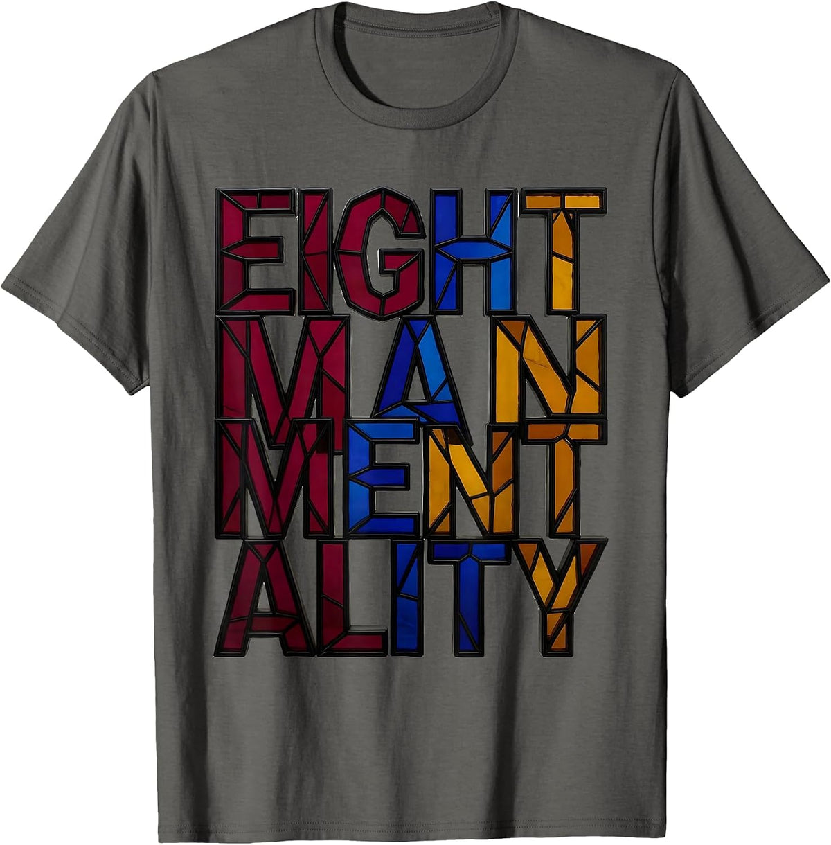 Eight Man Mentality Rugby Graphic Design T-Shirt - Asphalt Grey
