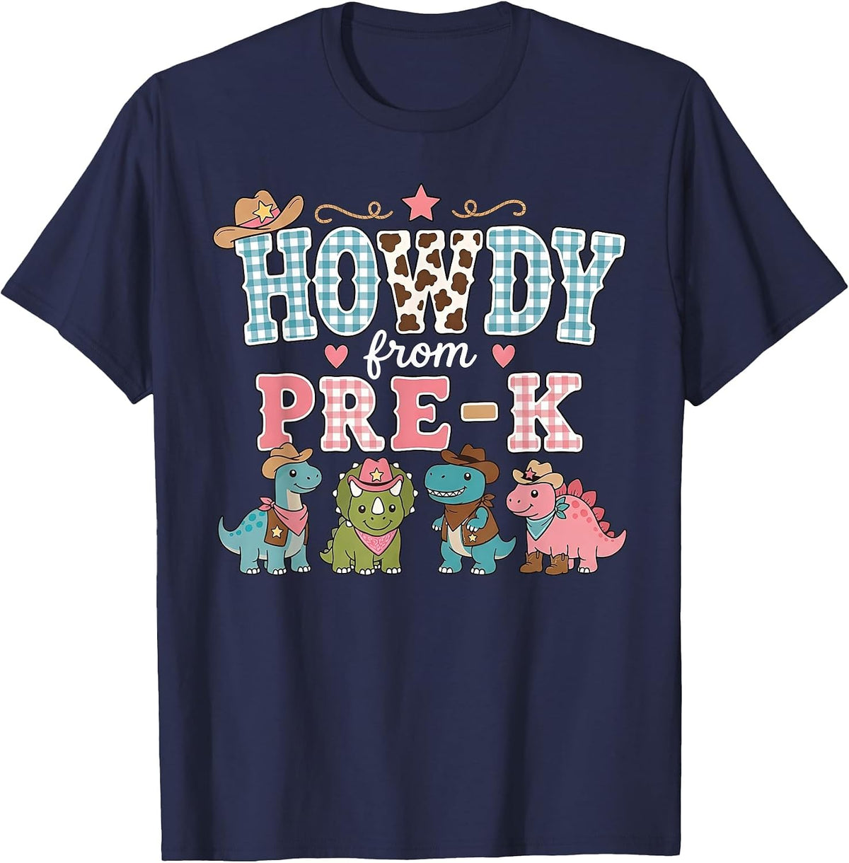 Howdy from Pre-k Western Dinosaur Preschool Teacher Team T-Shirt - Navy Blue
