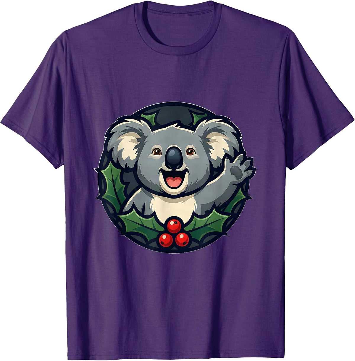 Men's Koala Singing Badge Cute Christmas Novelty Koala Lover T-Shirt - Purple
