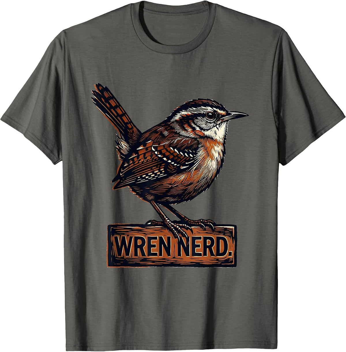 Men's Wren Nerd Funny Bird Nerd Birdwatching Bird Lover Humor T-Shirt - Asphalt Grey