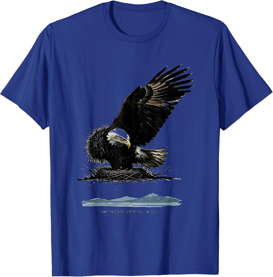 May The Sky Carry You Jackie Ink Brush Memorial Tribute T-Shirt - Royal Blue