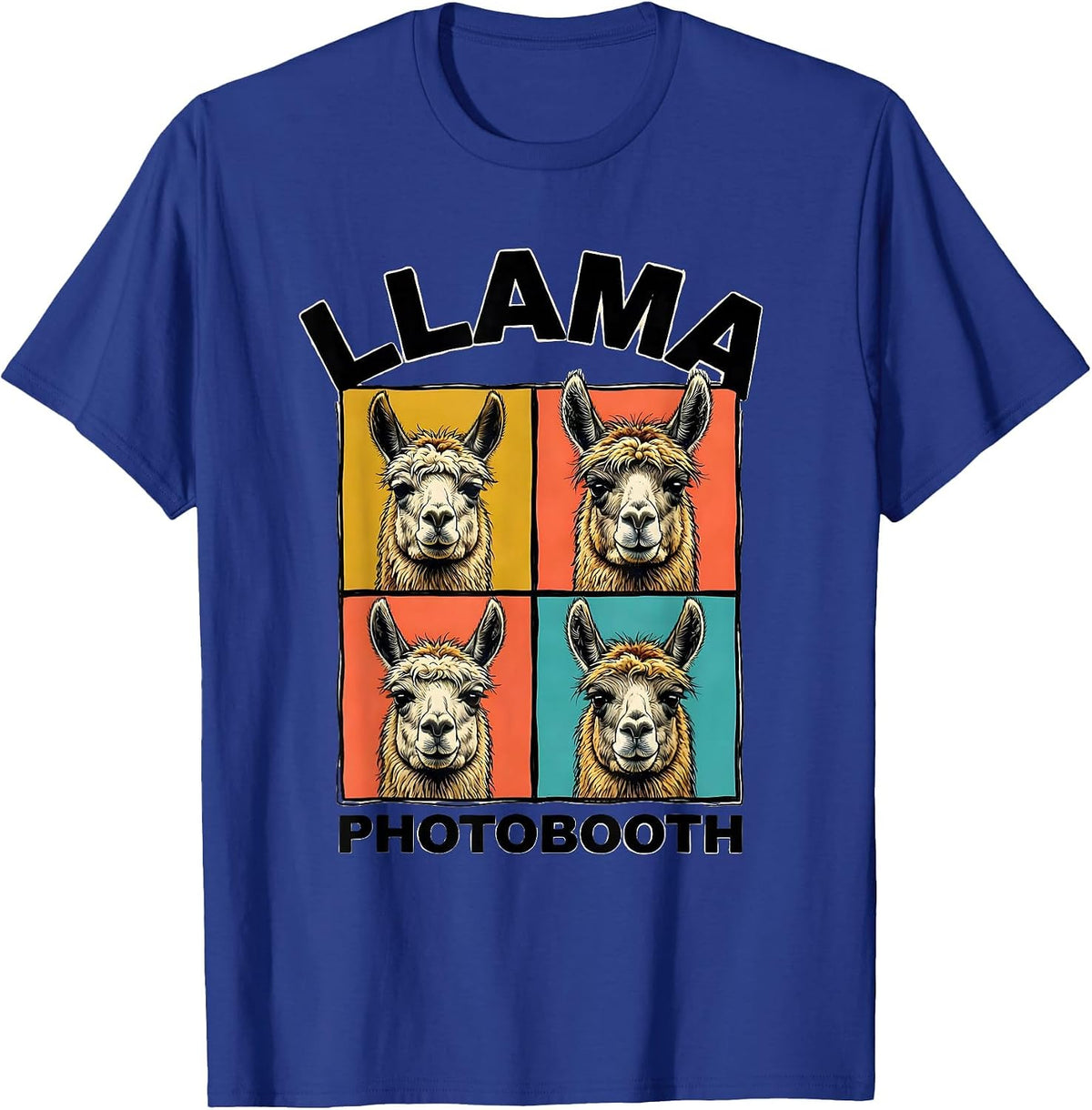 Men's Llama Photobooth Funny Animal Portrait Novelty T-Shirt - Royal Blue