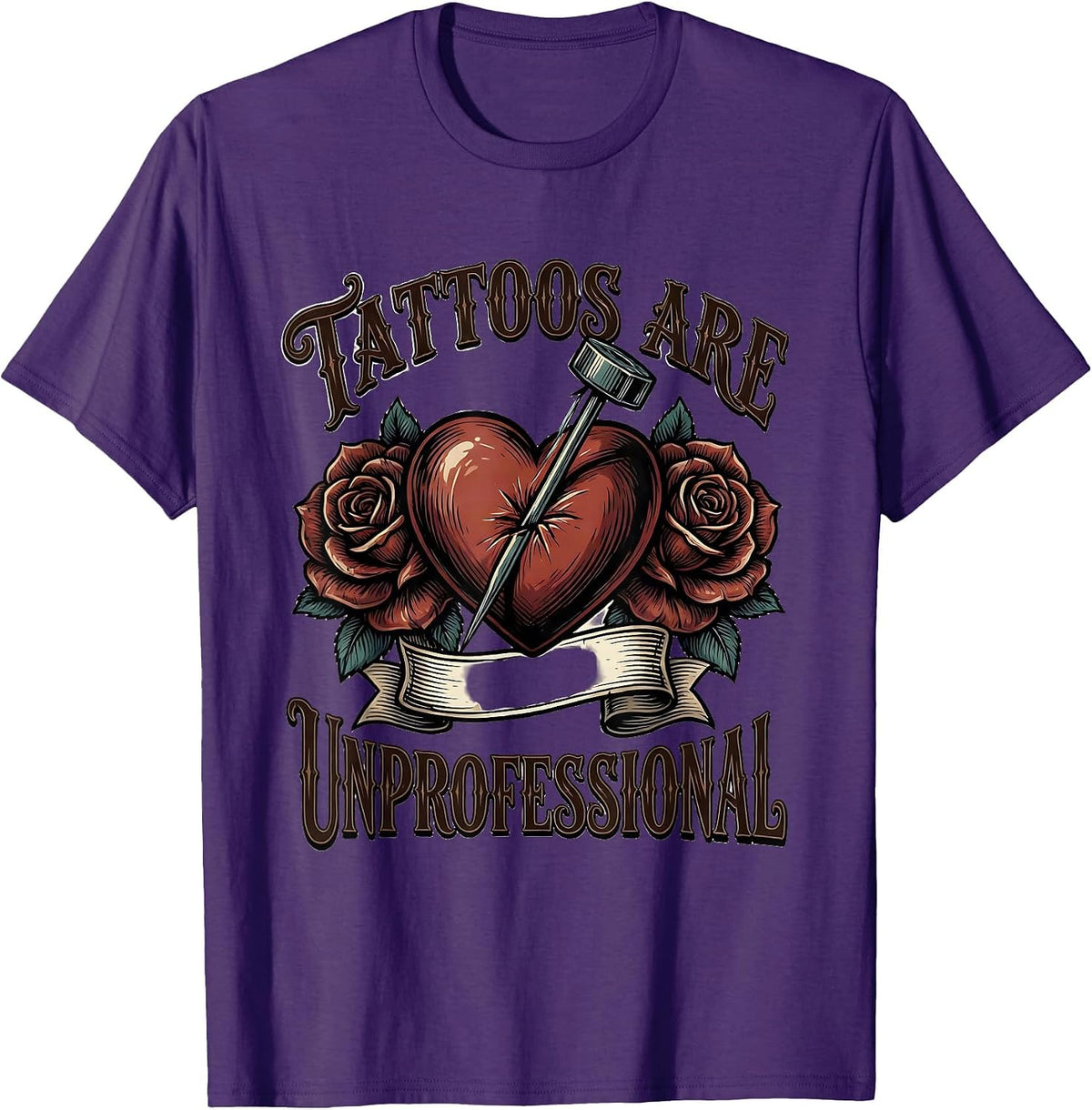 Tattoos Are Unprofessional Vintage Sarcastic Tattoo Humor T-Shirt - Purple