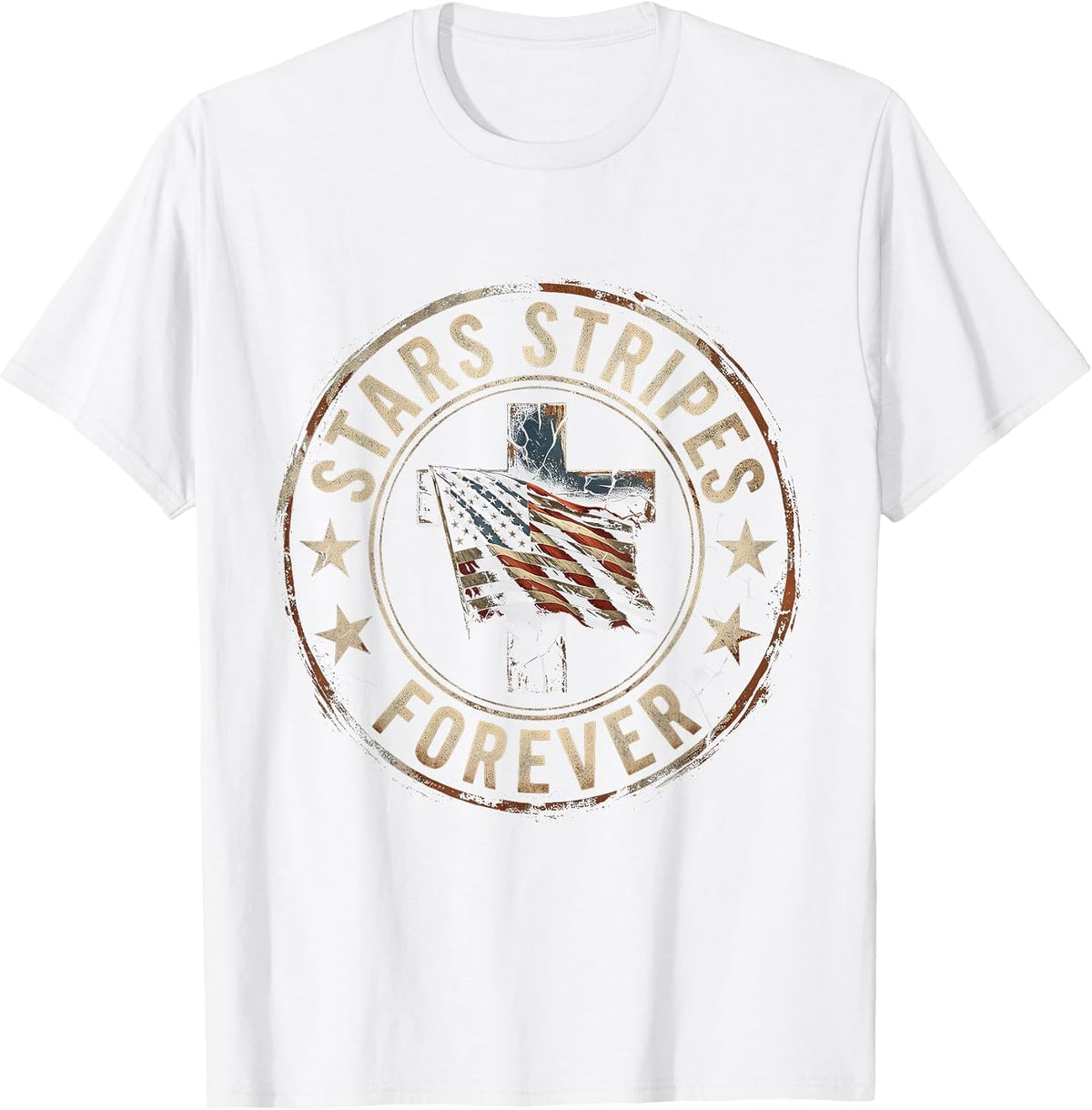Stars Stripes Forever Memorial Day Patriotic Design T-Shirt - White