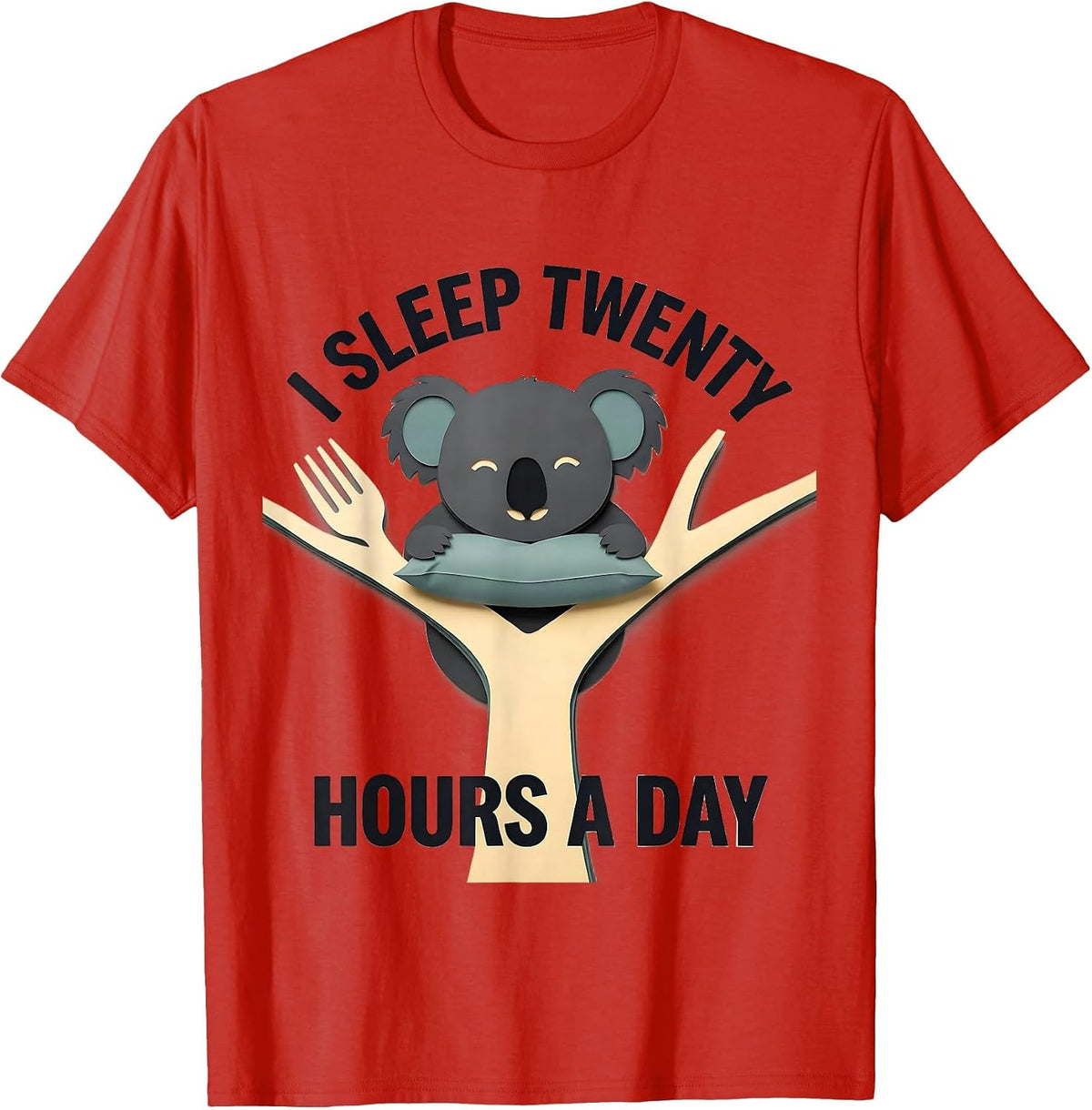 Men's I Sleep Twenty Hours A Day Funny Koala Animal Official T-Shirt - Red