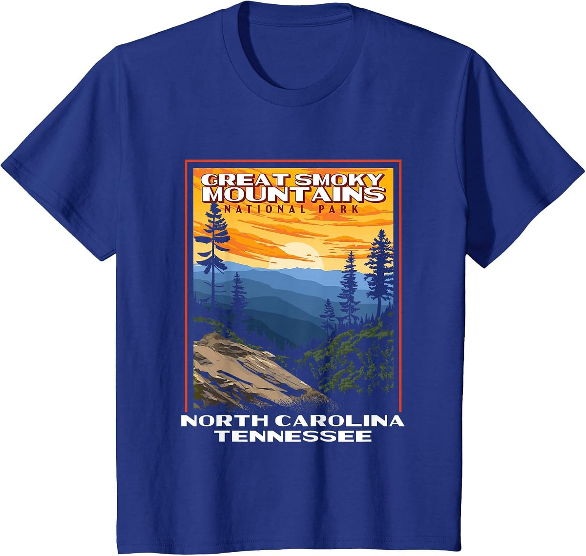 Great Smoky Mountains Vintage WPA National Park Smokies T-Shirt - Royal Blue