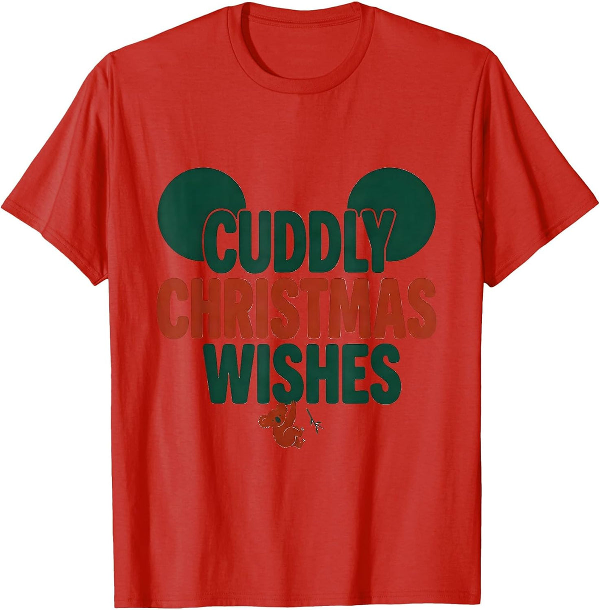 Men's Cuddly Christmas Wishes Cute Koala Lover Holiday Humor T-Shirt - Red