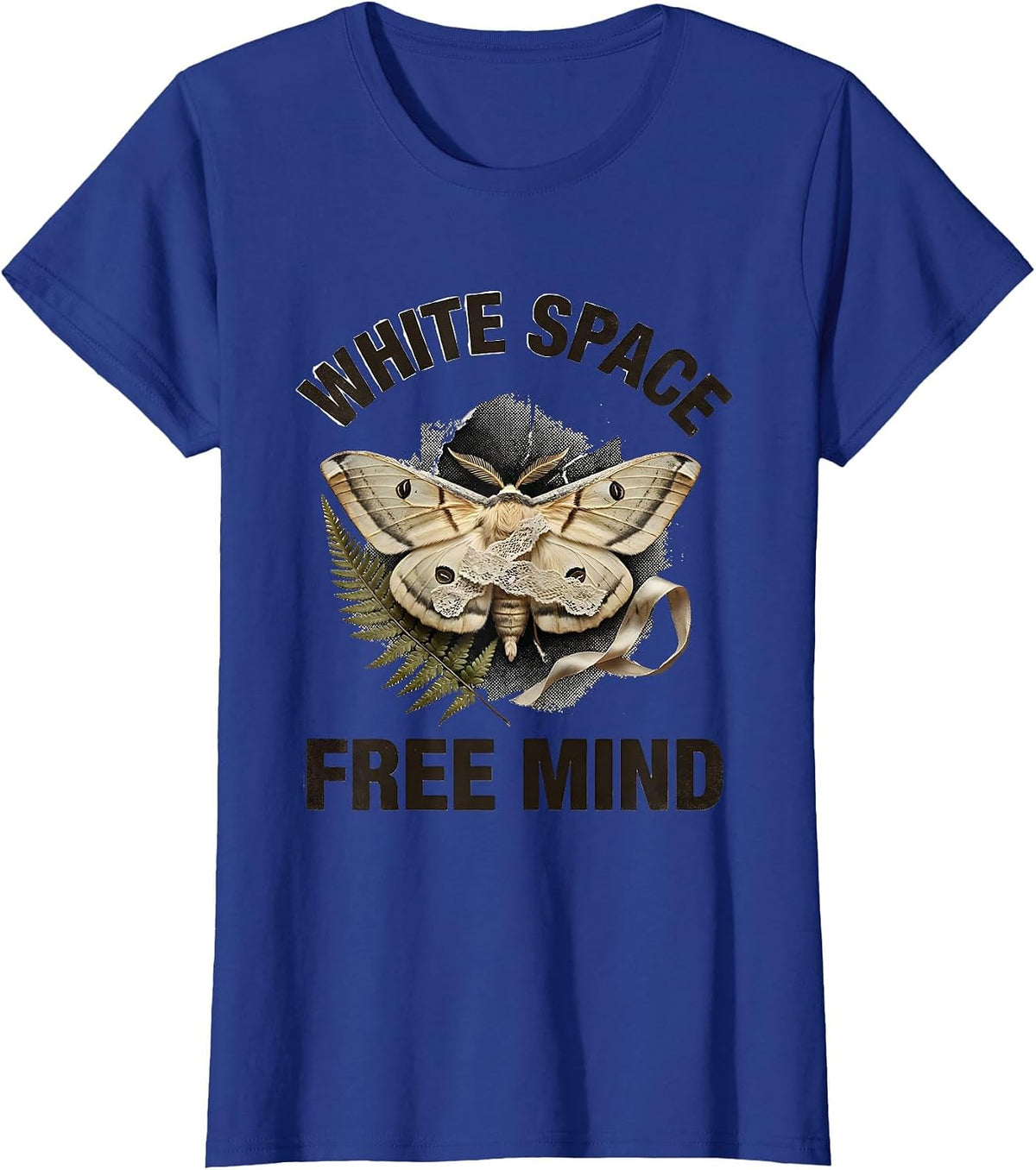 Women's White Space Free Mind Freedom Graphic Design T-Shirt - Royal Blue