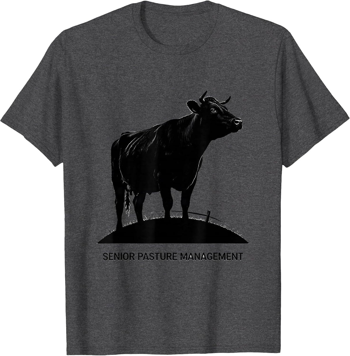 Men's Senior Pasture Management Funny Cow Farmer Cow Lover Gift T-Shirt - Dark Heather Grey