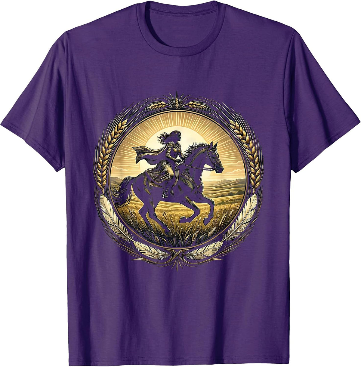 Horseback Rider Open Plains Country Music Graphic T-Shirt - Purple