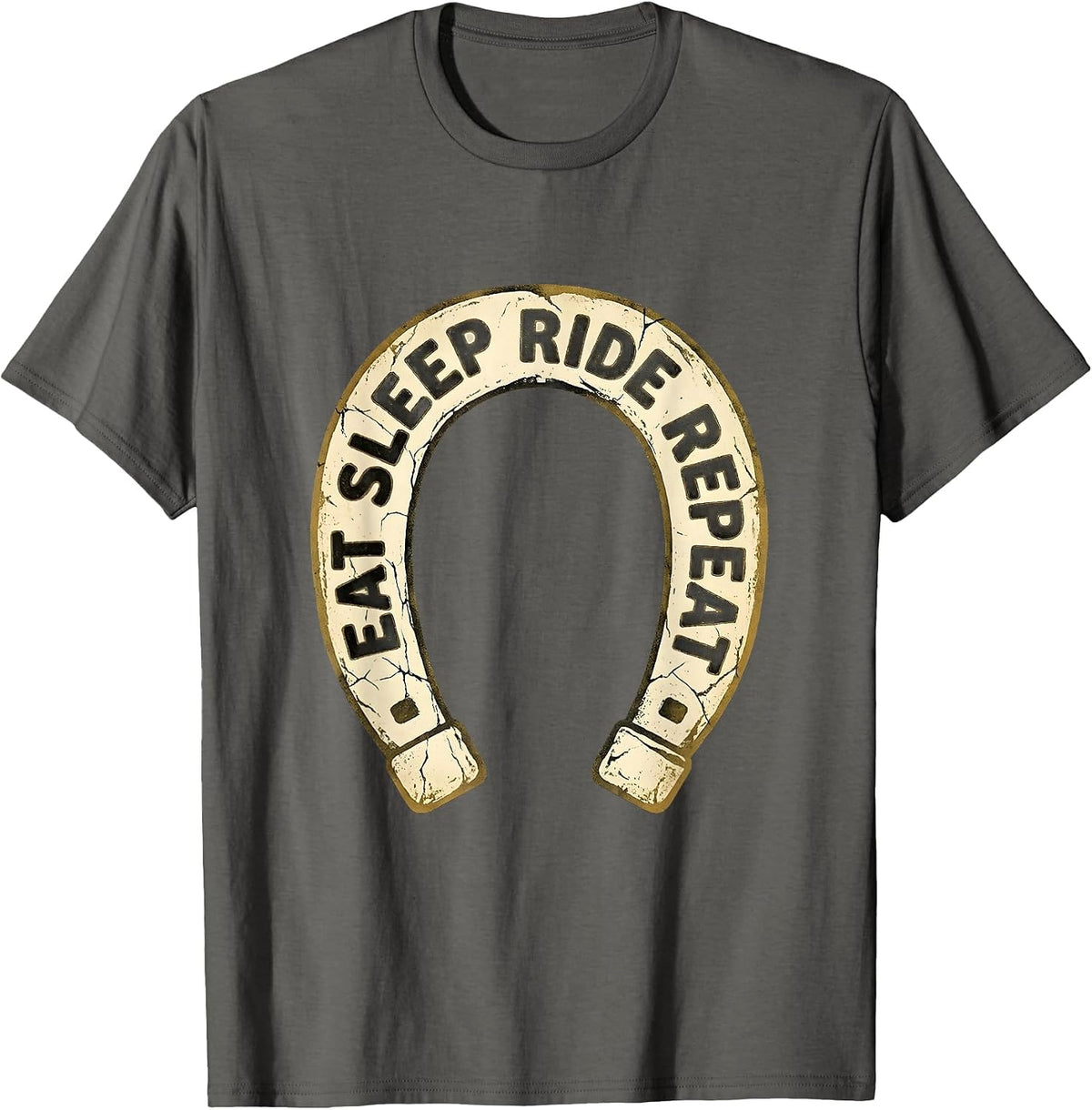 Eat Sleep Ride Repeat Equestrian Design T-Shirt - Asphalt Grey