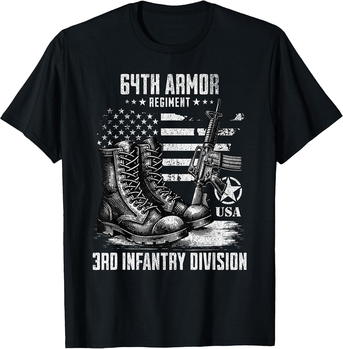 64th Armor Regiment 3rd Infantry Division Military Veteran T-Shirt - Black
