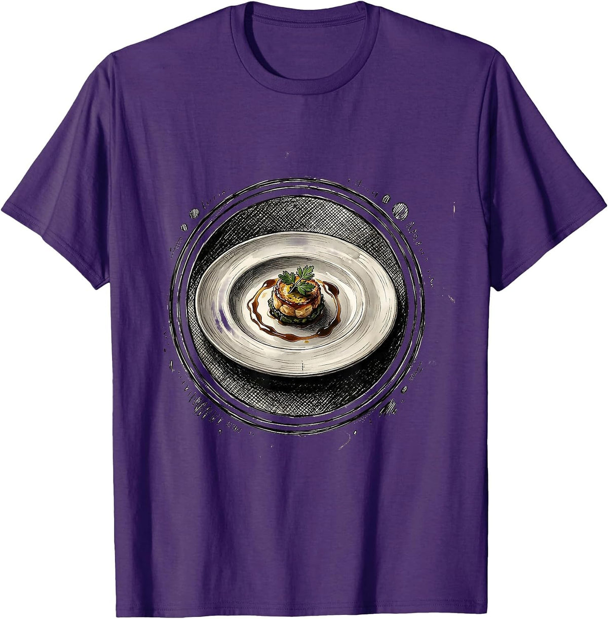 Men's Perfectly Plated Dish Chef Art Design T-Shirt - Purple
