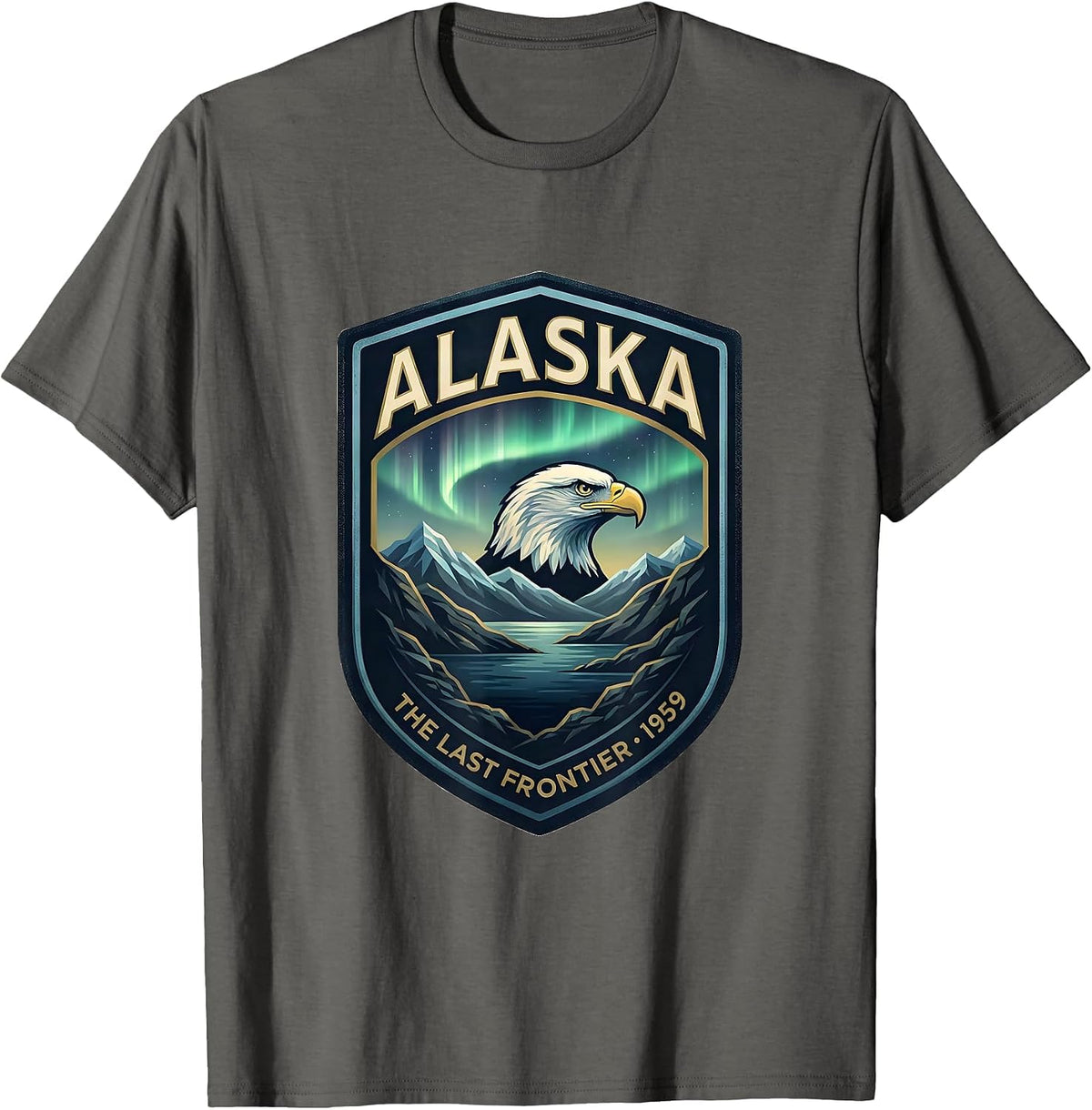 Alaska The Last Frontier 1959 Vintage State Pride Souvenir T-Shirt - Asphalt Grey
