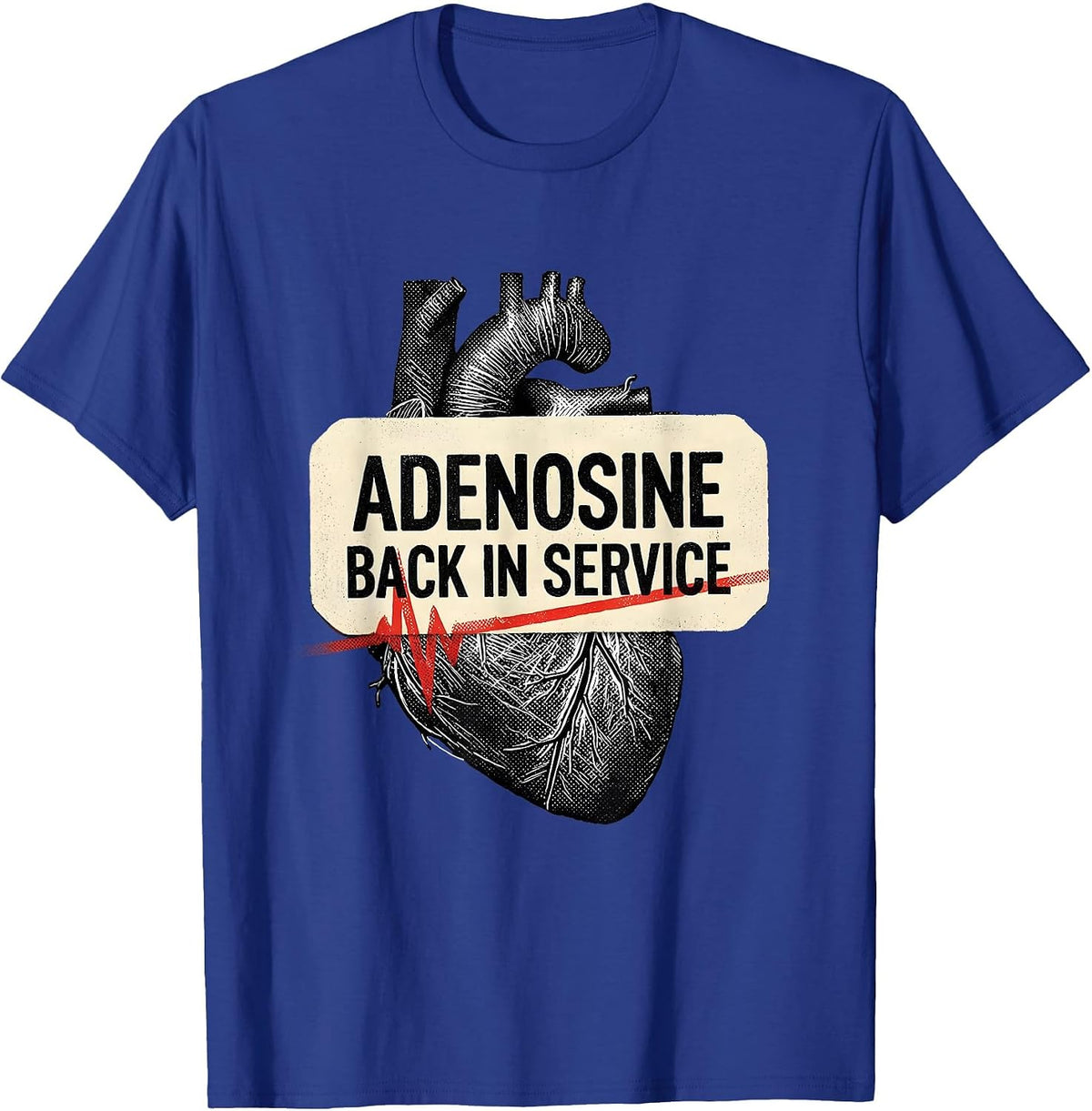 Men's Adenosine, Back In Service Funny Cardiology Nurse Cardiac T-Shirt - Royal Blue