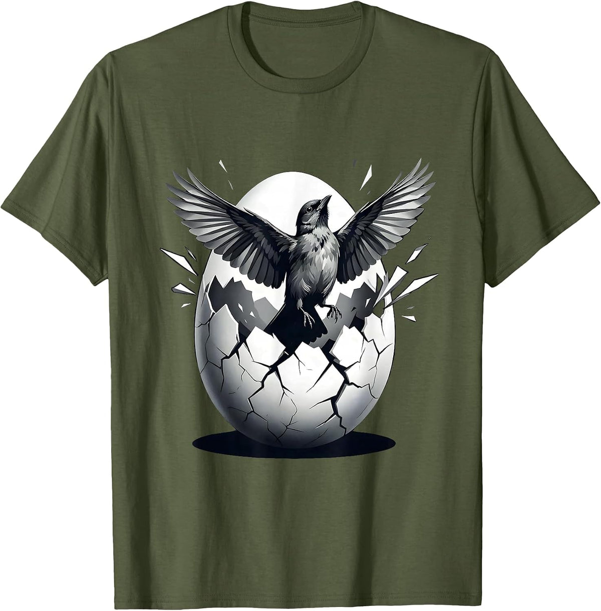 Men's Suicide Awareness Cracked Egg New Bird Emerging T-Shirt - Olive Green