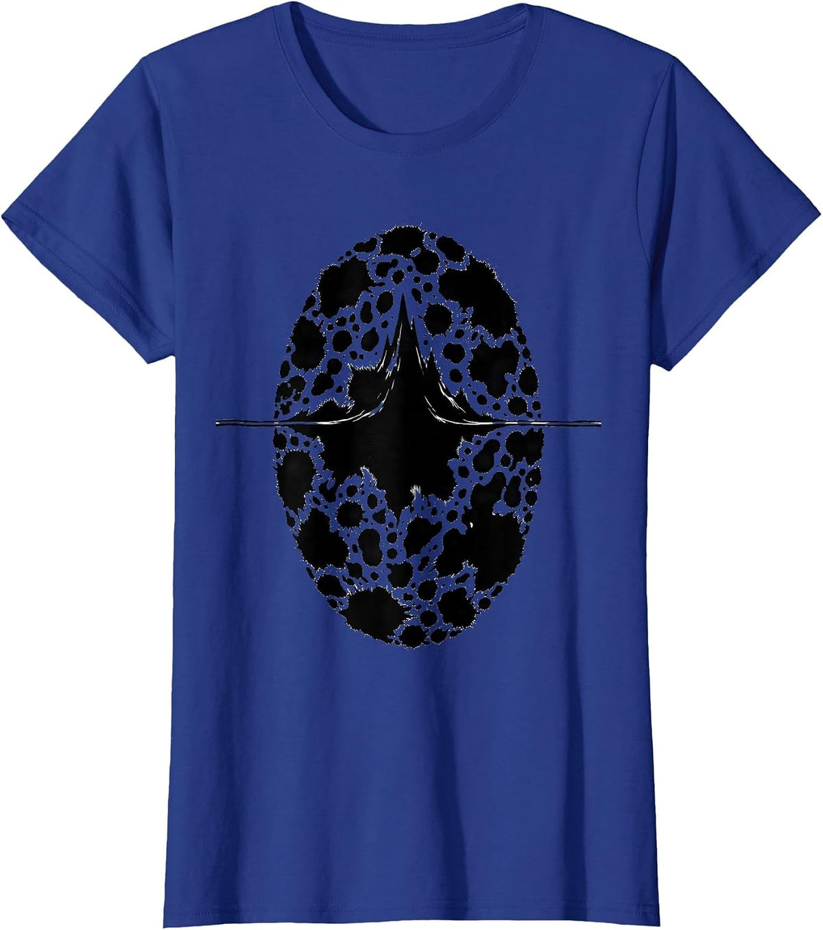 Women's Cow Hide Blotch Heart Pattern Funny Cow Lover T-Shirt - Royal Blue