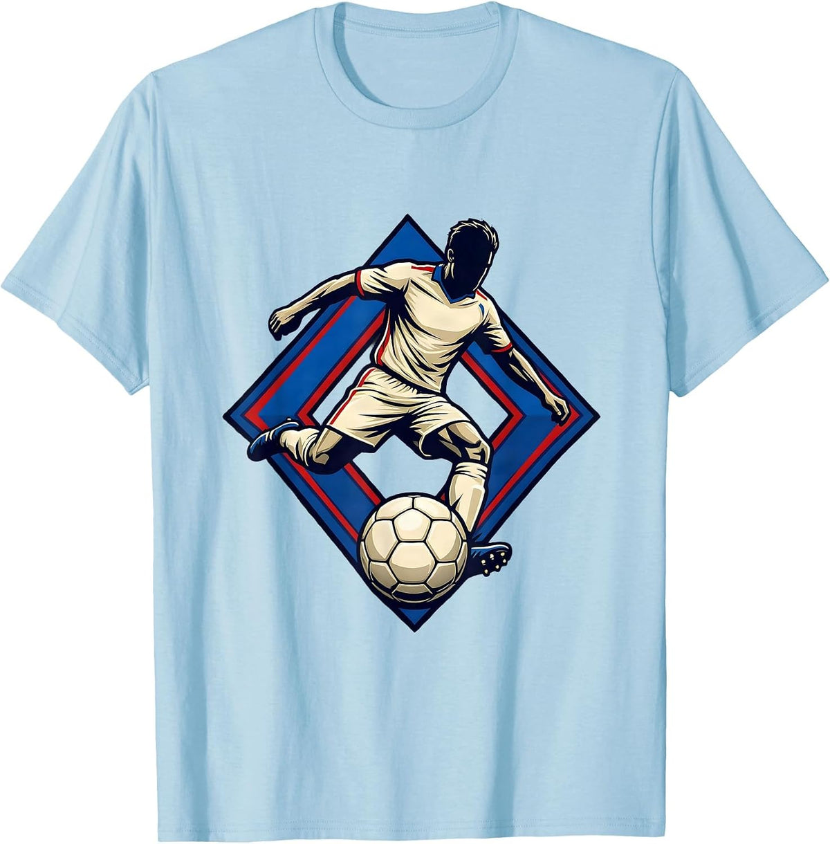 Men's Dribbling Soccer Player Silhouette Youth Sports Gift T-Shirt - Baby Blue