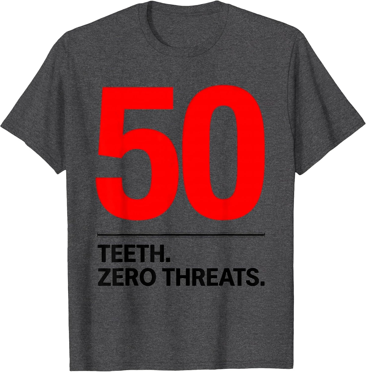 50 Teeth Zero Threats Funny Opossum Meme Graphic T-Shirt - Dark Heather Grey