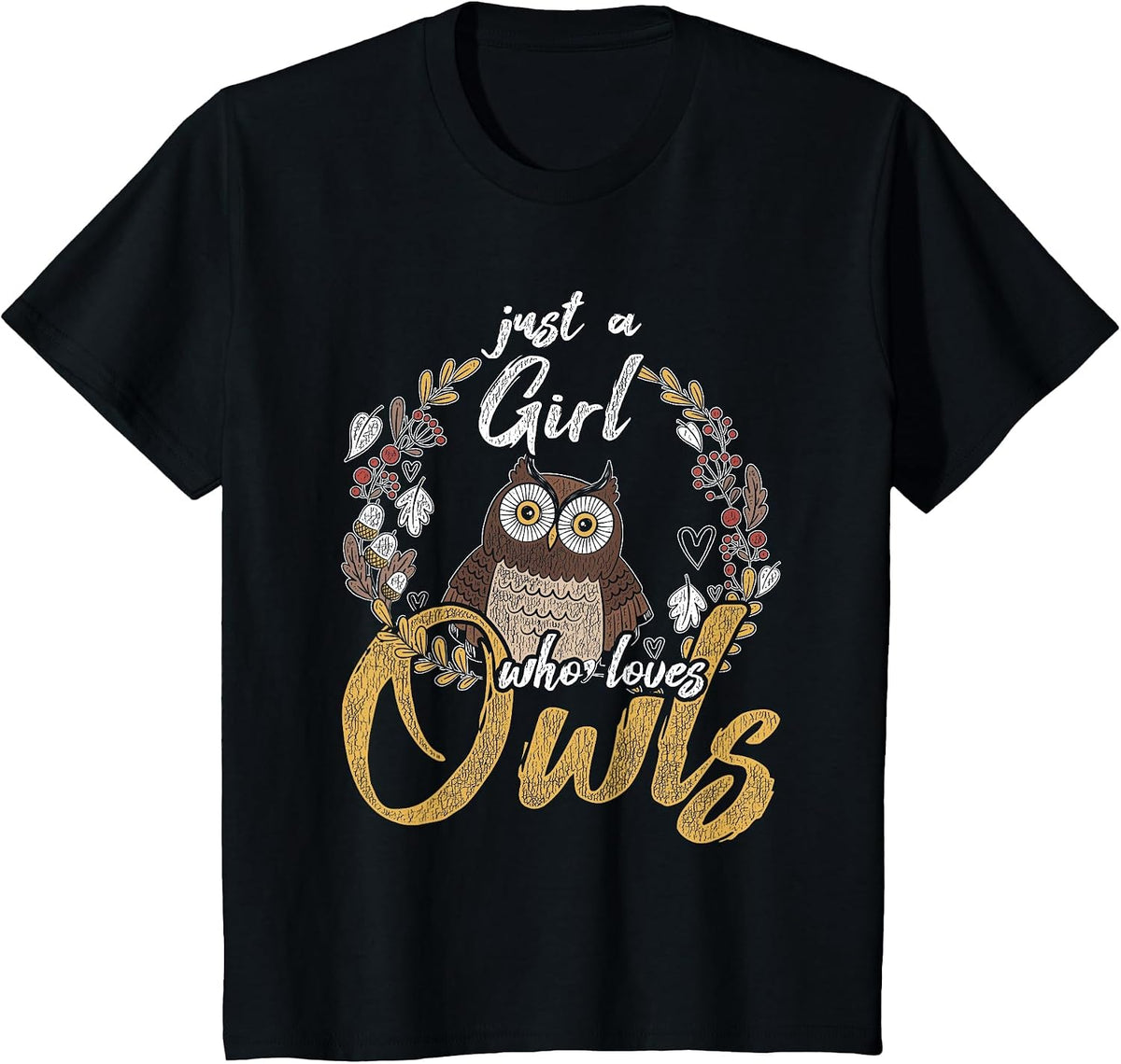 Just A Girl Who Loves Owl T-Shirt - Black