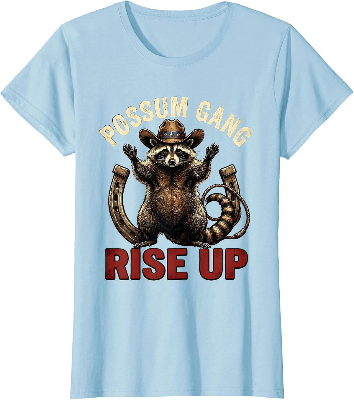 Possum Gang Rise Up Bold Opossum Design T-Shirt - Baby Blue
