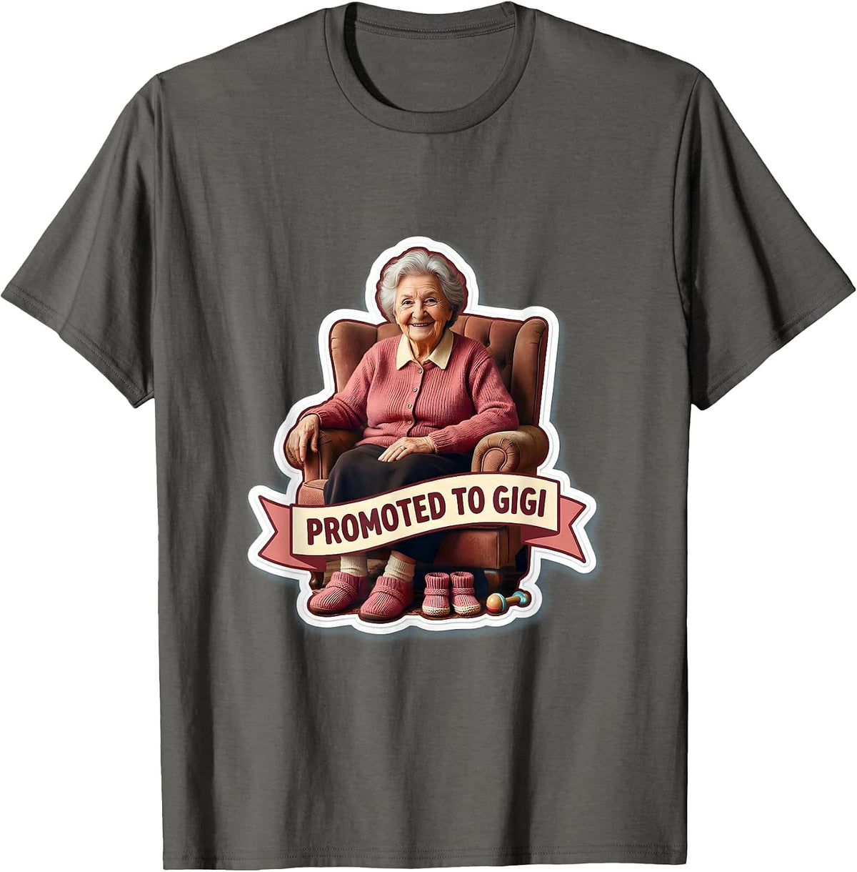 Men's Promoted to Gigi Grandma Announcement Design T-Shirt - Asphalt Grey