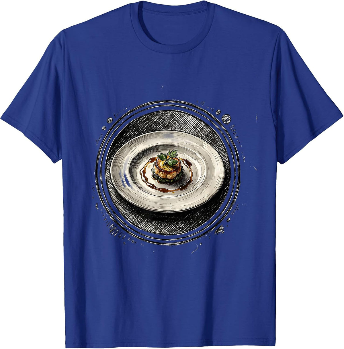 Men's Perfectly Plated Dish Chef Art Design T-Shirt - Royal Blue