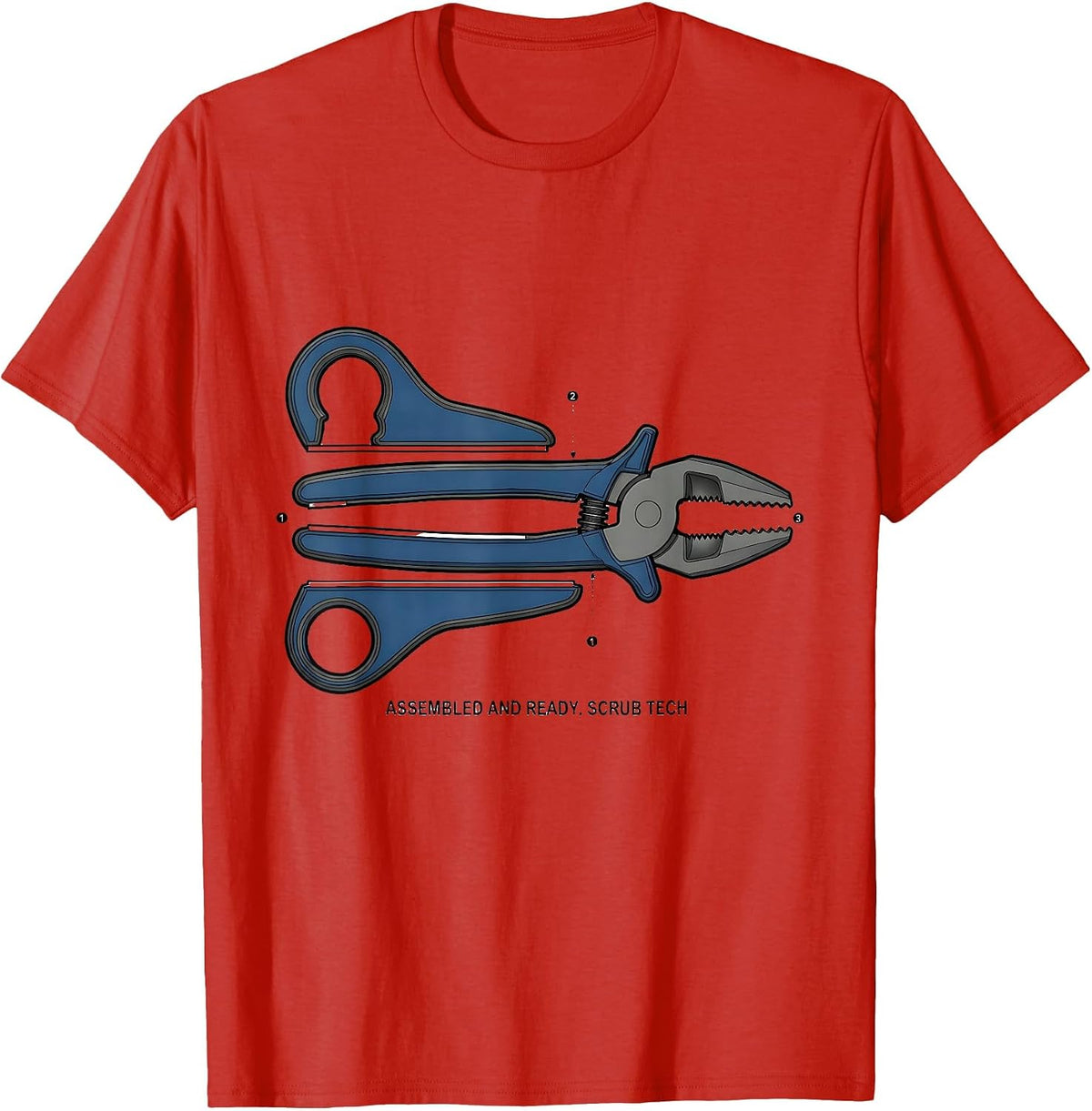Men's Assembled And Ready Scrub Tech Surgical Technologist Humor T-Shirt - Red