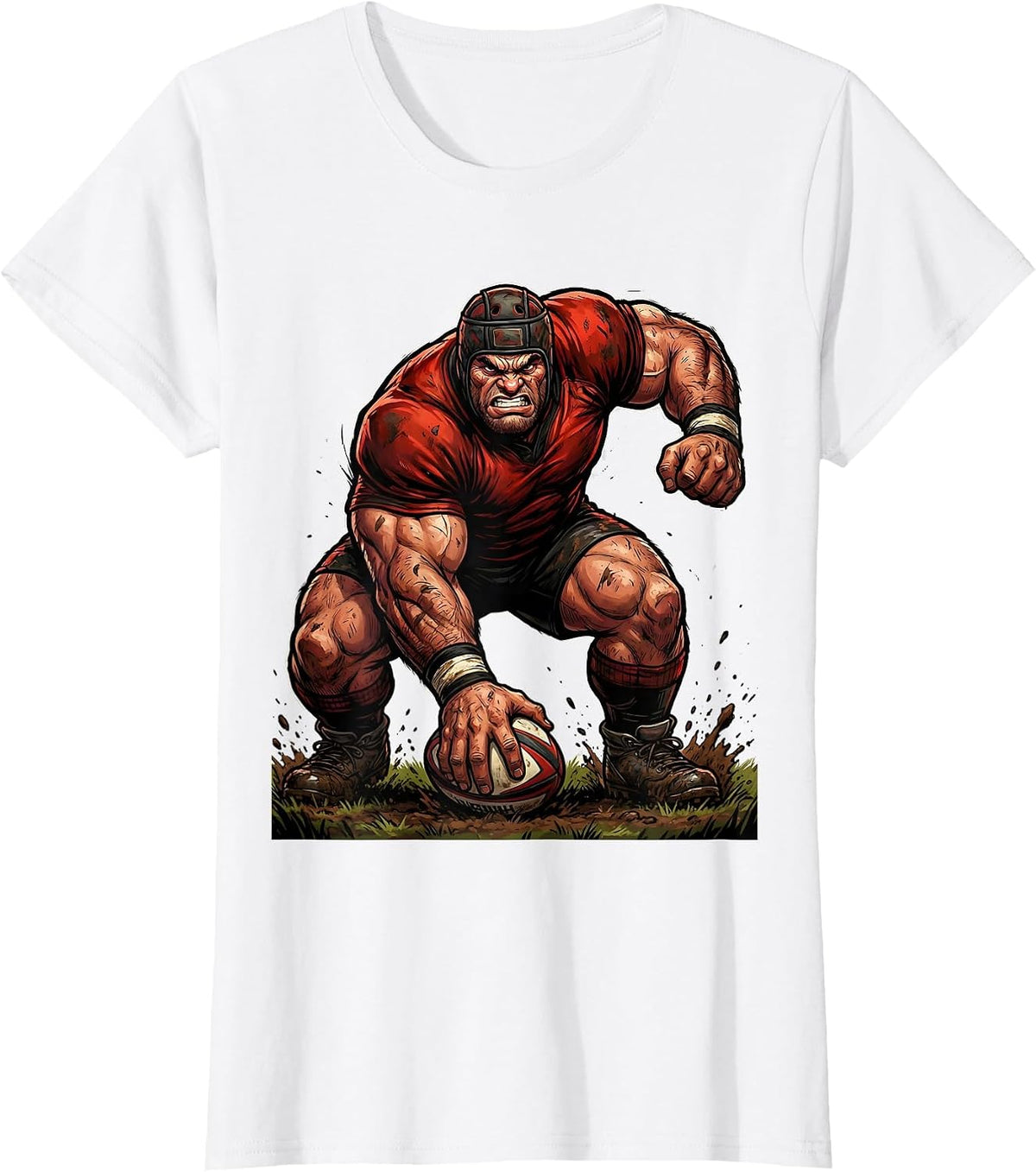 Rugby Number Eight Scrum Base Pickup Graphic T-Shirt - White