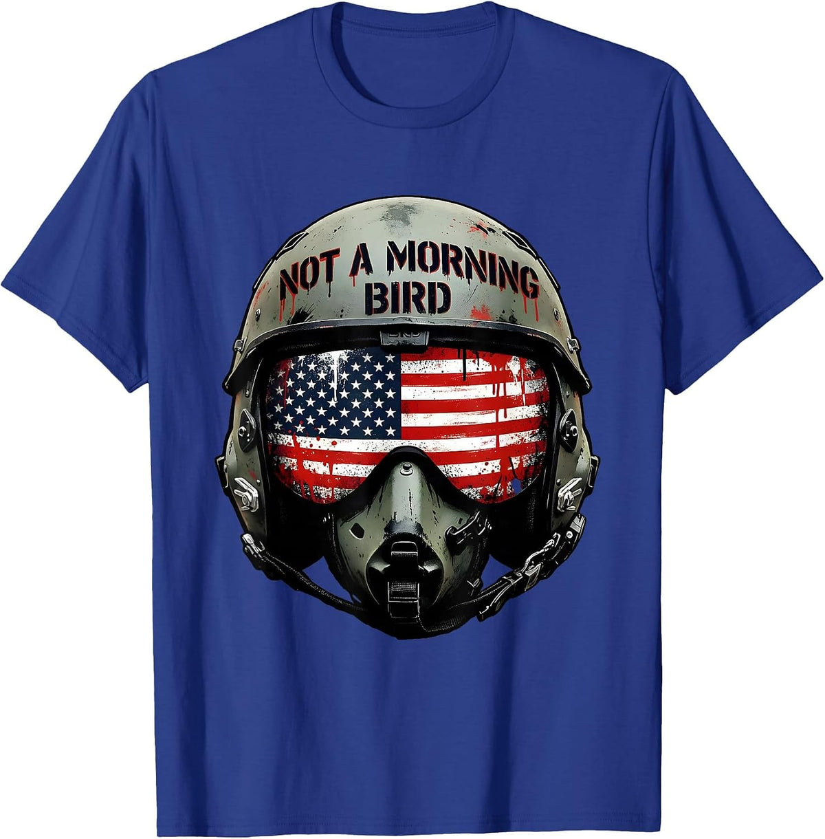 Not a Morning Bird Funny Night Owl Design T-Shirt - Royal Blue