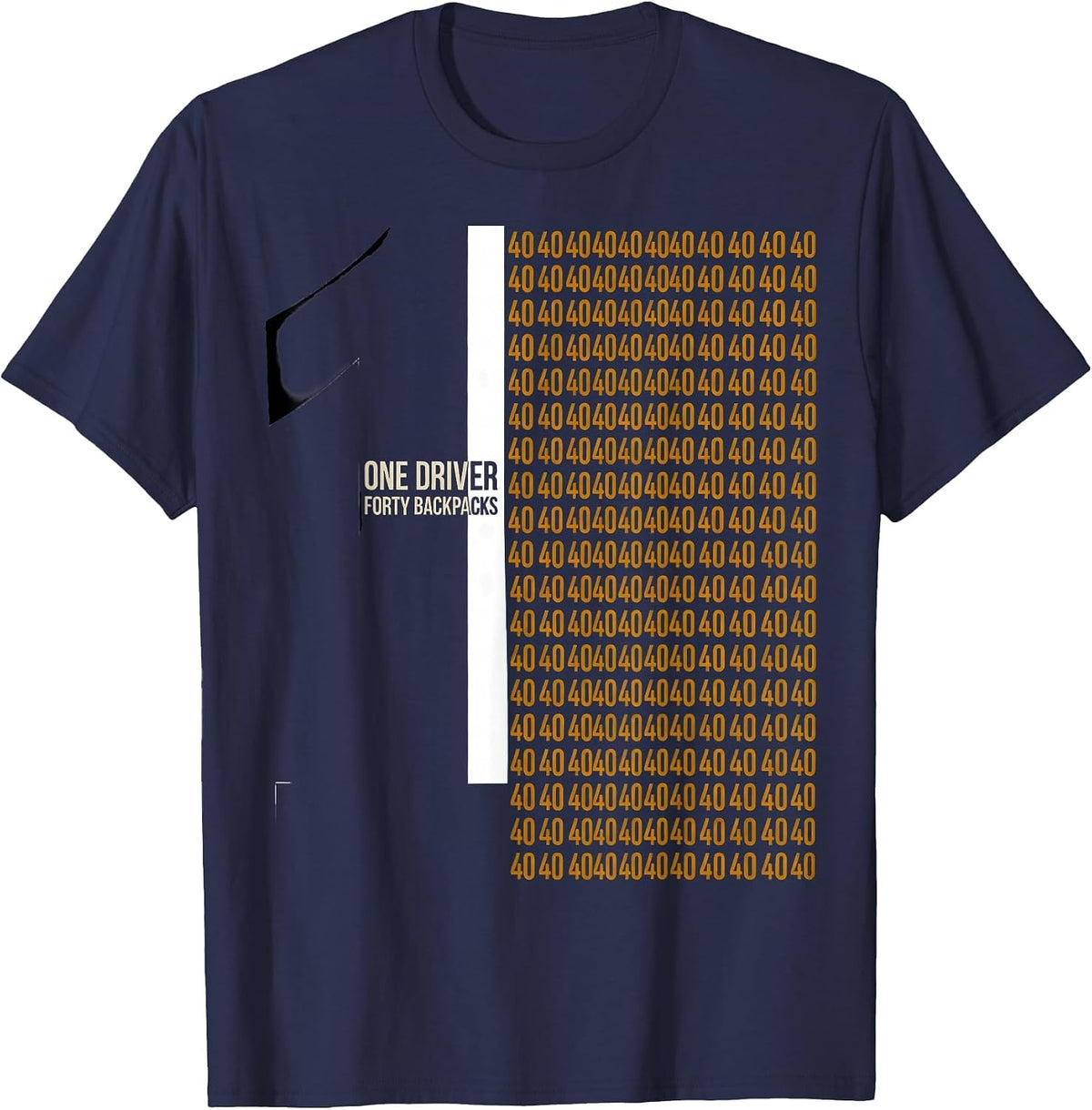 One Driver Forty Backpacks Funny School Bus Driver Humor T-Shirt - Navy Blue