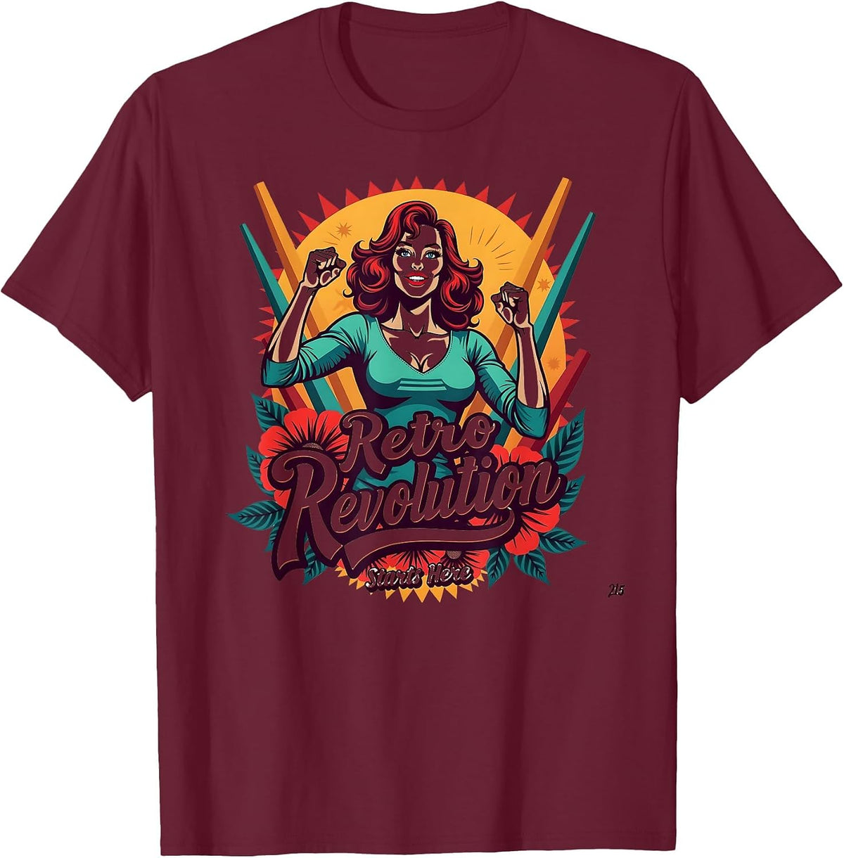 Retro Revolution Starts Here Vintage 1985 Design T-Shirt - Burgundy