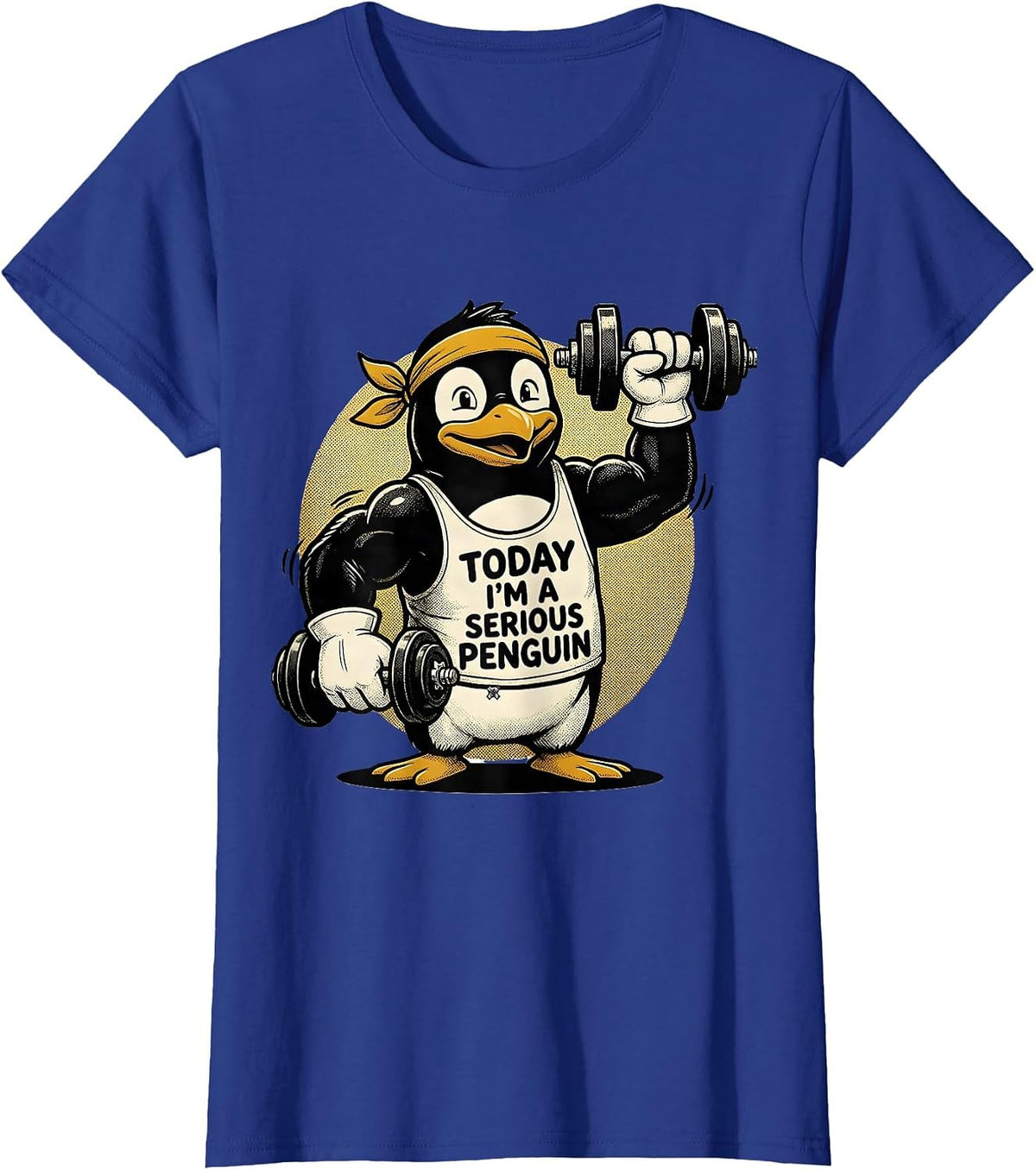 Women's Today I'm A Serious Penguin Funny Gym Workout Penguin T-Shirt - Royal Blue