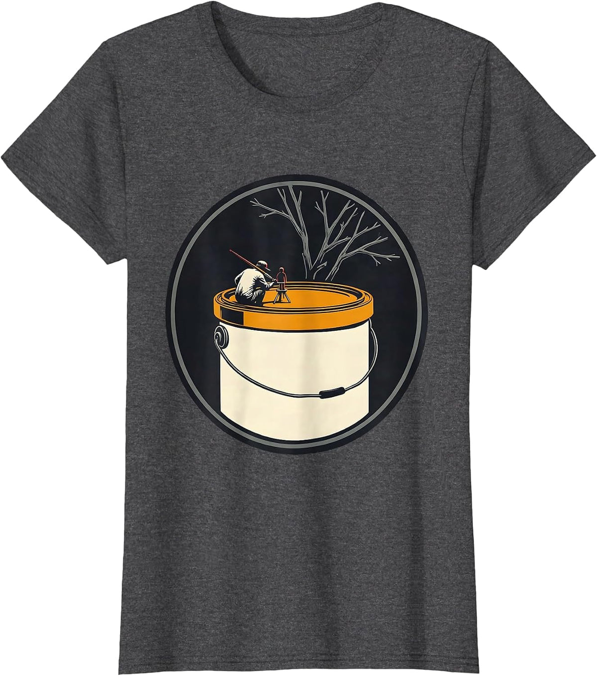 Women's Painter Miniature Badge Screenprint Artist Humor T-Shirt - Dark Heather Grey