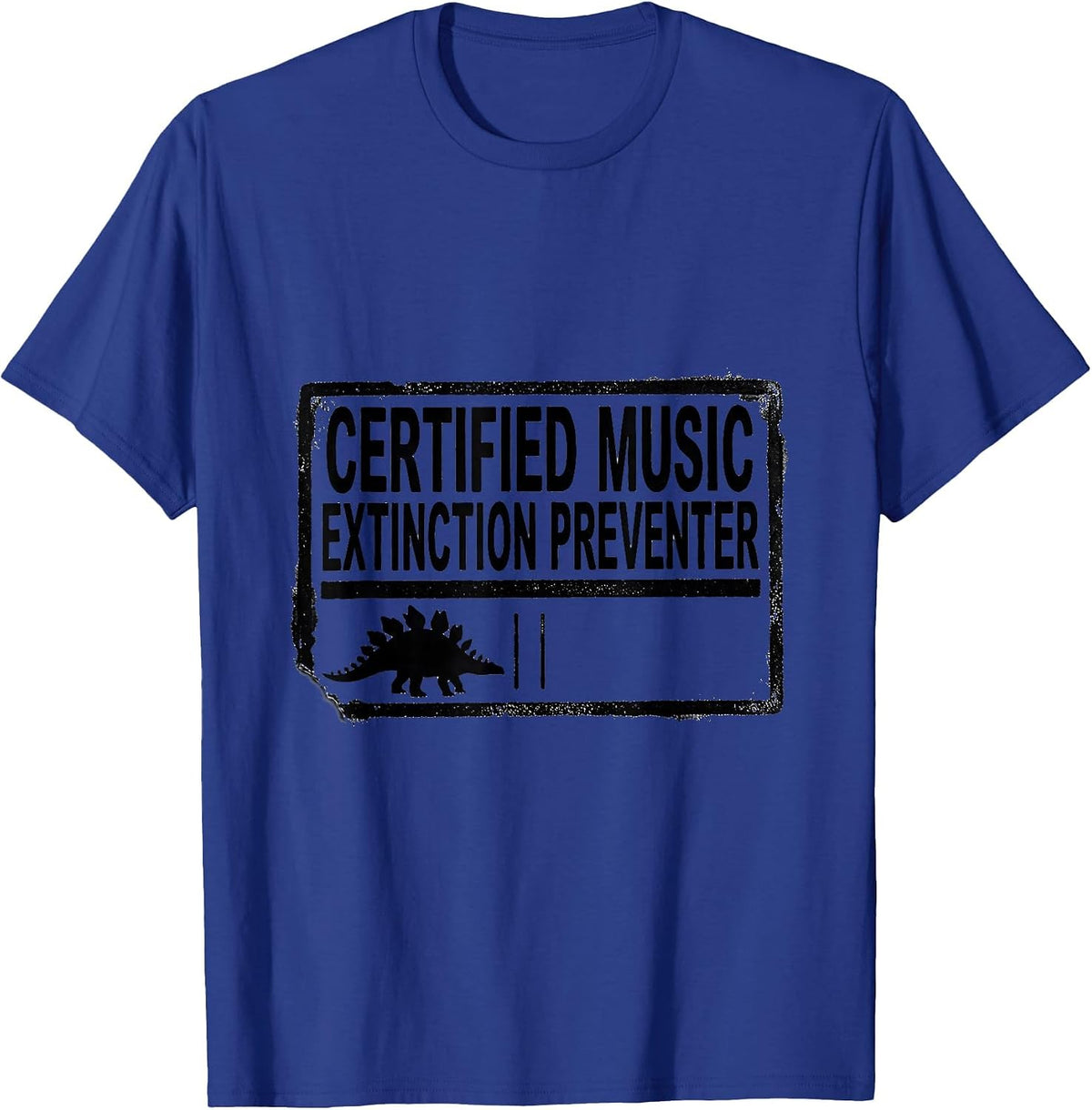Men's Certified Music Extinction Preventer Rubber Stamp Teacher T-Shirt - Royal Blue