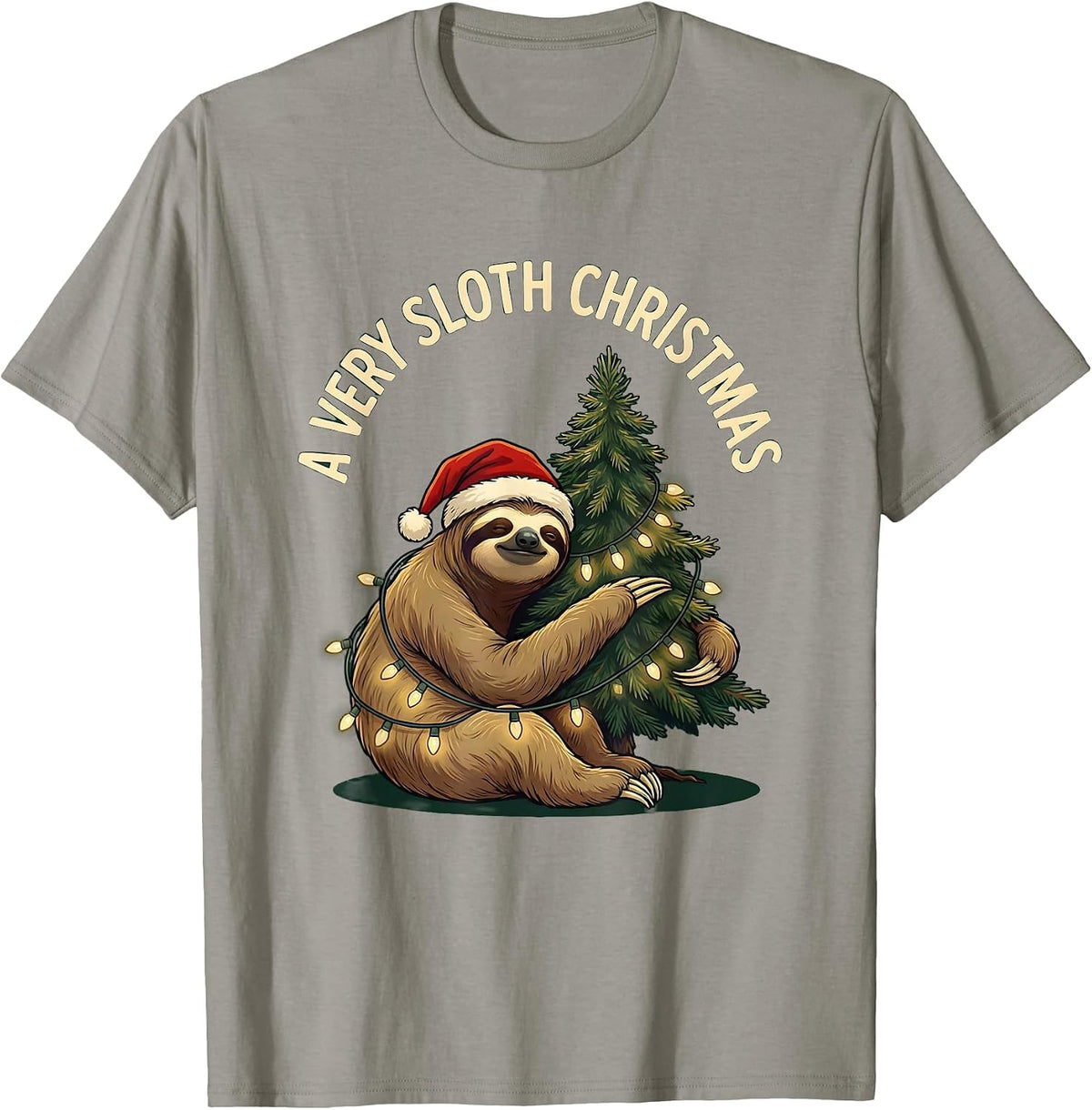 Men's A Very Sloth Christmas Funny Sloth Lover Holiday Pajama Gift T-Shirt - Slate Grey