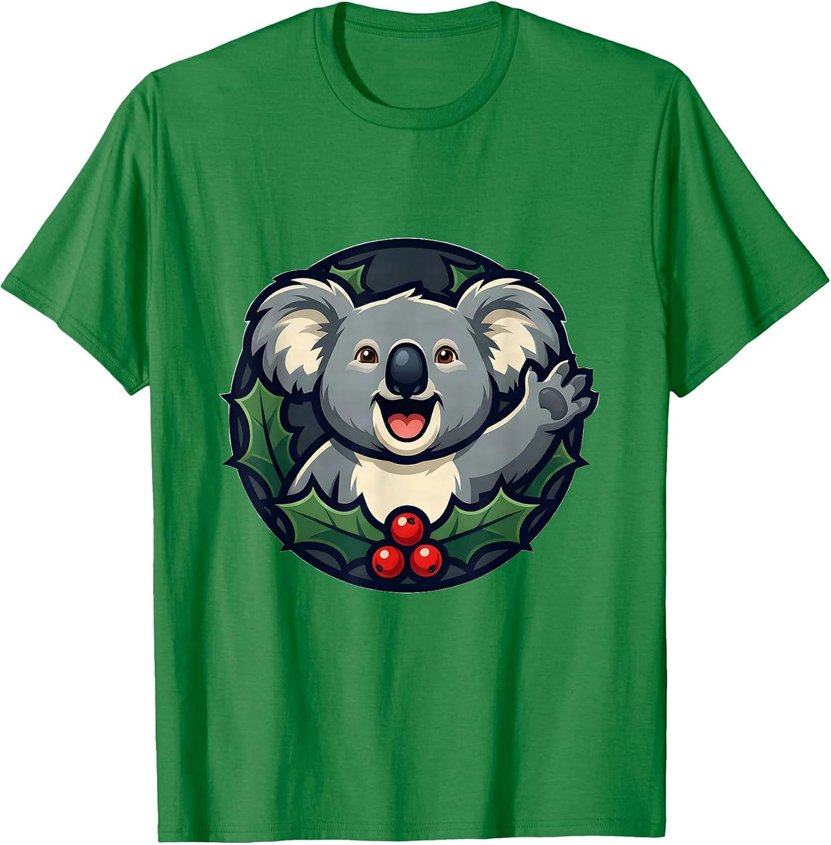 Men's Koala Singing Badge Cute Christmas Novelty Koala Lover T-Shirt - Kelly Green