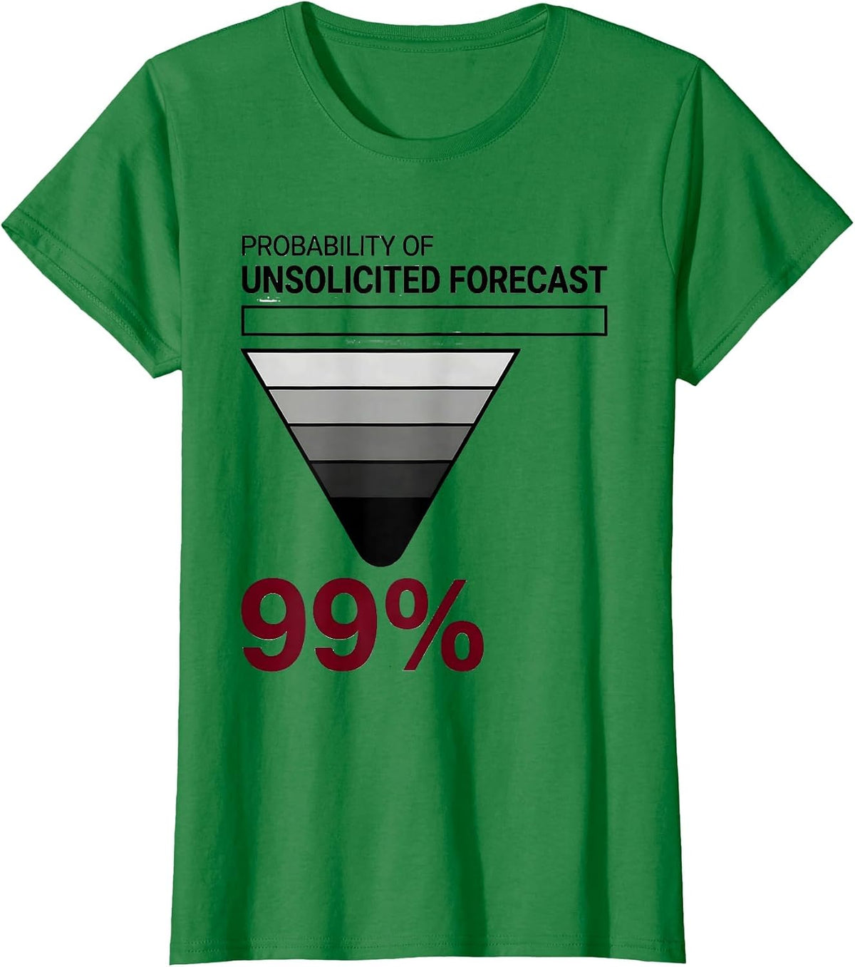 Women's Probability Of Unsolicited Forecast: 99% Meteorology Humor T-Shirt - Kelly Green