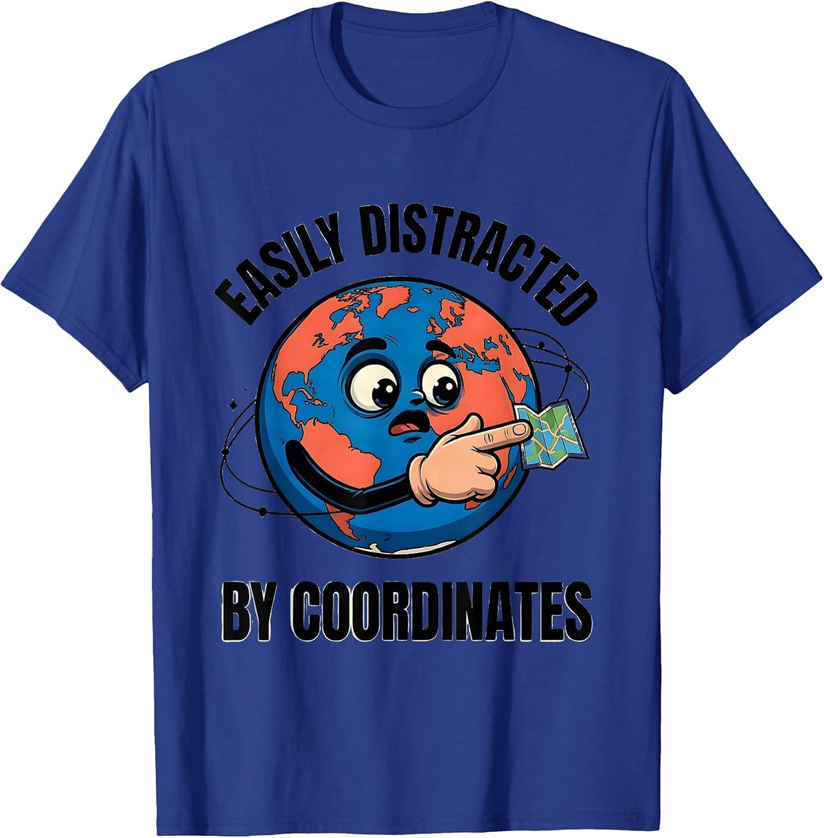 Easily Distracted By Coordinates Funny Geography Teacher T-Shirt - Royal Blue