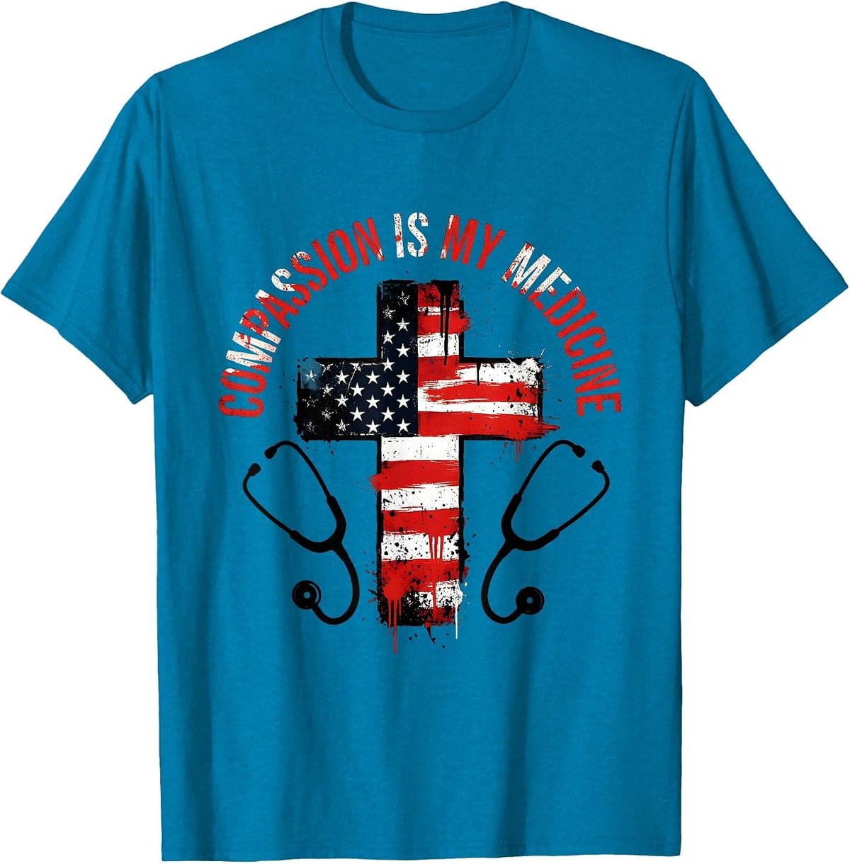Compassion Is My Medicine Oncology Nurse Design T-Shirt - Sapphire Blue