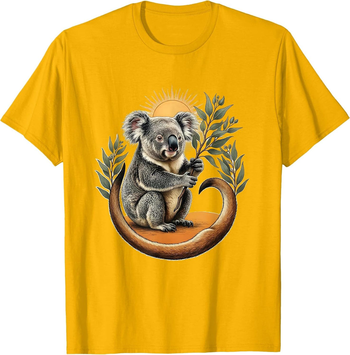 Koala and Kangaroo Emblem Australian Wildlife Souvenir T-Shirt - Golden Yellow