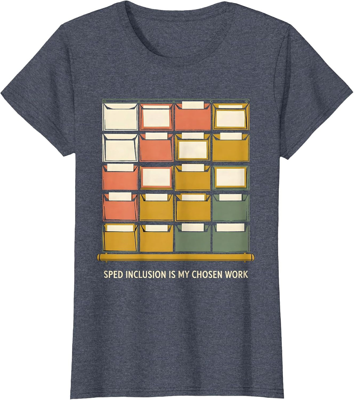 SPED Inclusion Is My Chosen Work Inspirational Teacher T-Shirt, Women, Heather Blue, Small - As Pictured