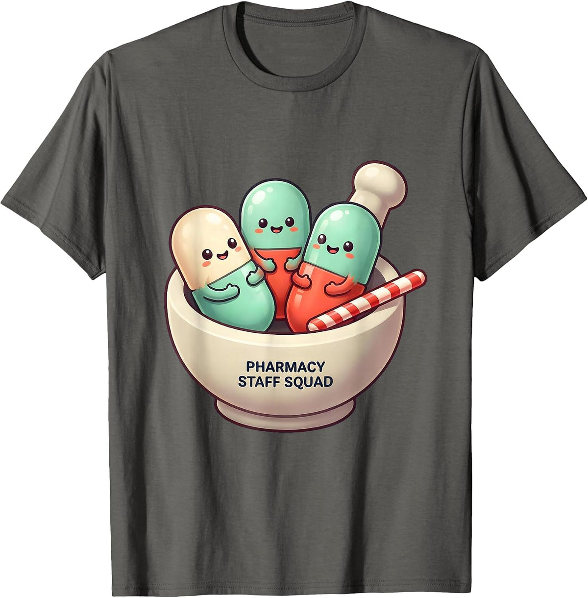 Pharmacy Staff Squad Cute Kawaii Pharmacy Technician T-Shirt - Asphalt Grey