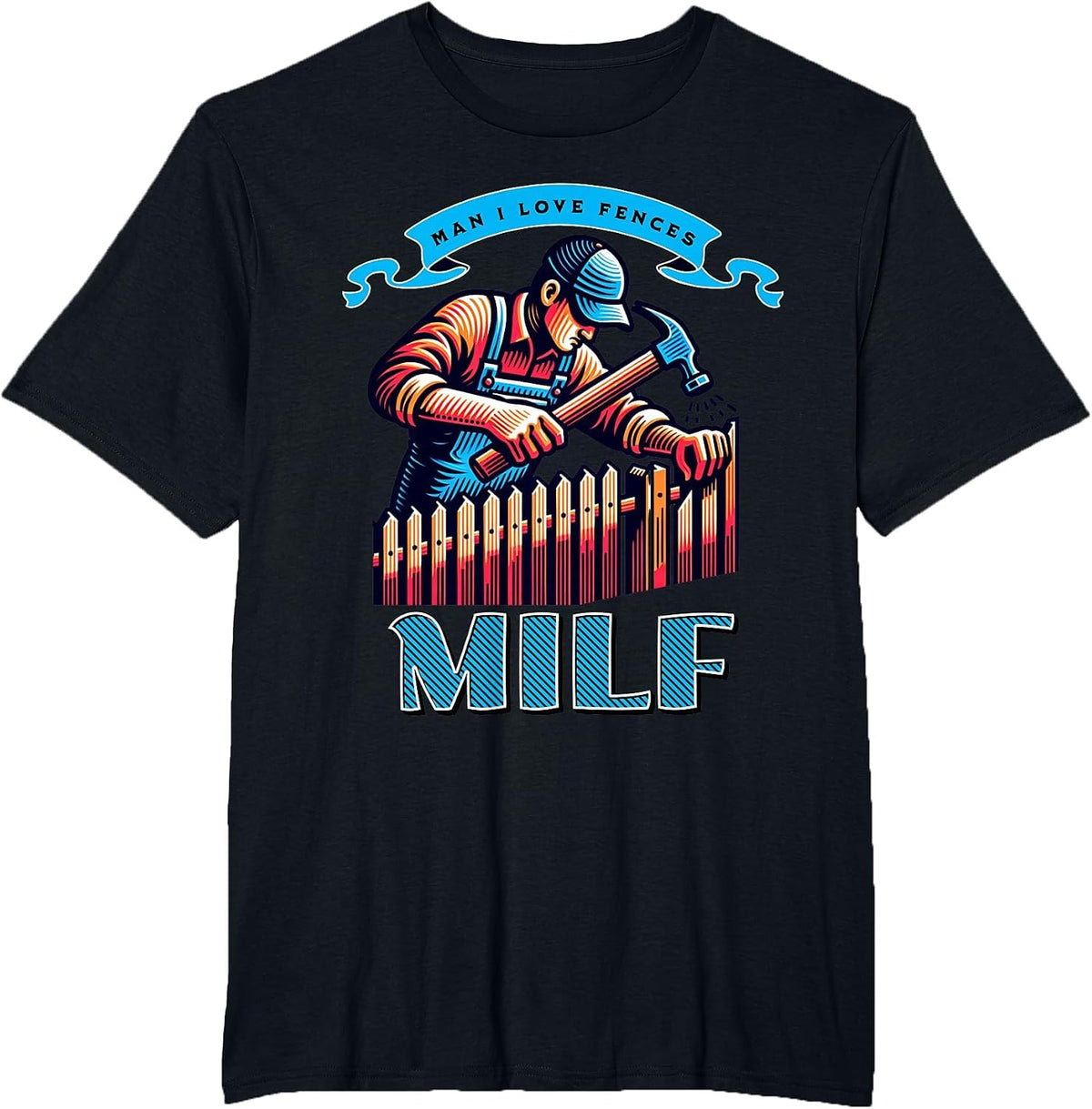 Fence Installing Man I Love Fences Fence Builder T-Shirt - Black