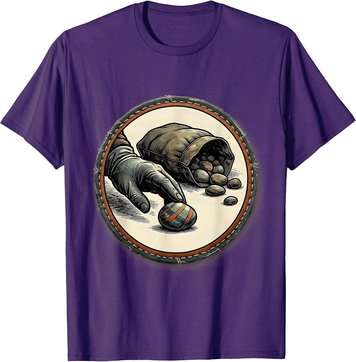 Men's Sealed Badge Gloved Hand Rock Collector Geology Humor T-Shirt - Purple
