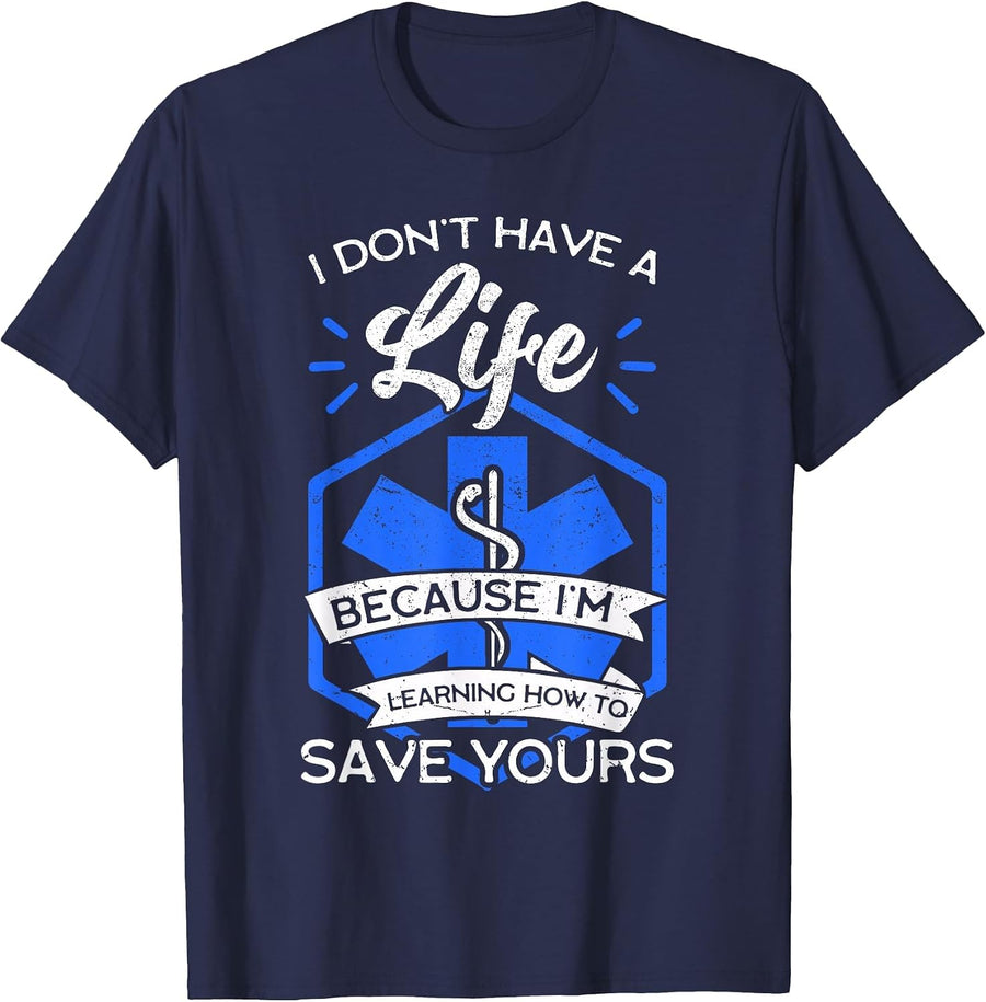 EMT Student Emergency Medical Technician Ambulance Responder T-Shirt - Navy Blue
