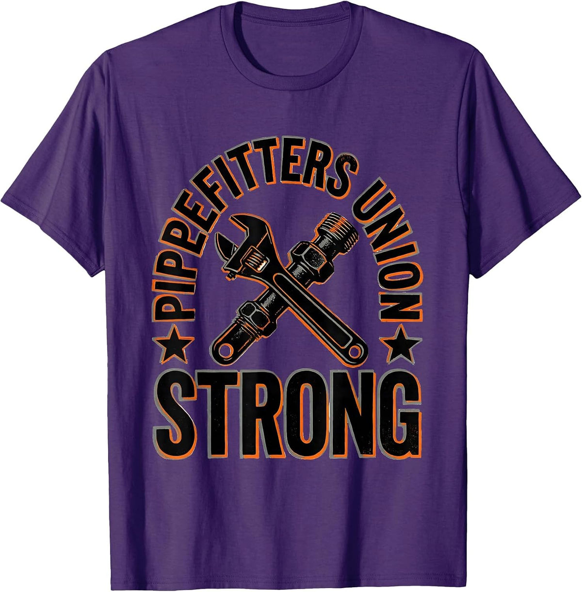 Men's Pipefitters Union Strong Skilled Trades Worker Labor Day T-Shirt - Purple