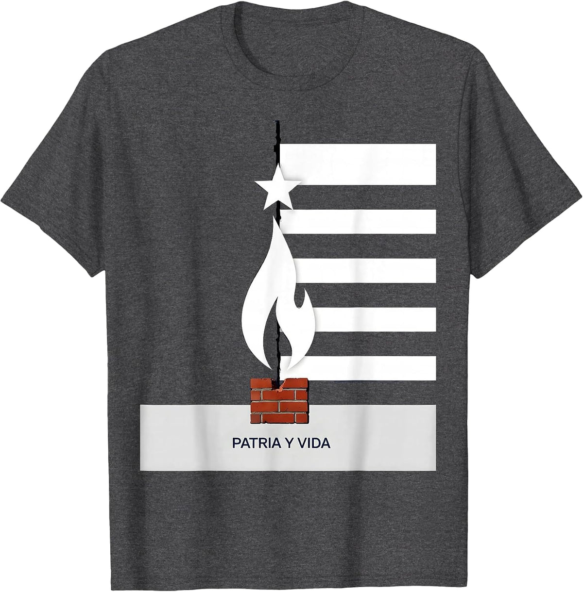 Patria Y Vida Cuban Heritage Flag Pride Humor T-Shirt - Dark Heather Grey