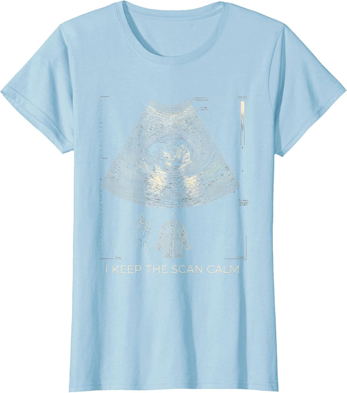 I Keep The Scan Calm Topographic Contour Mammography T-Shirt - Baby Blue