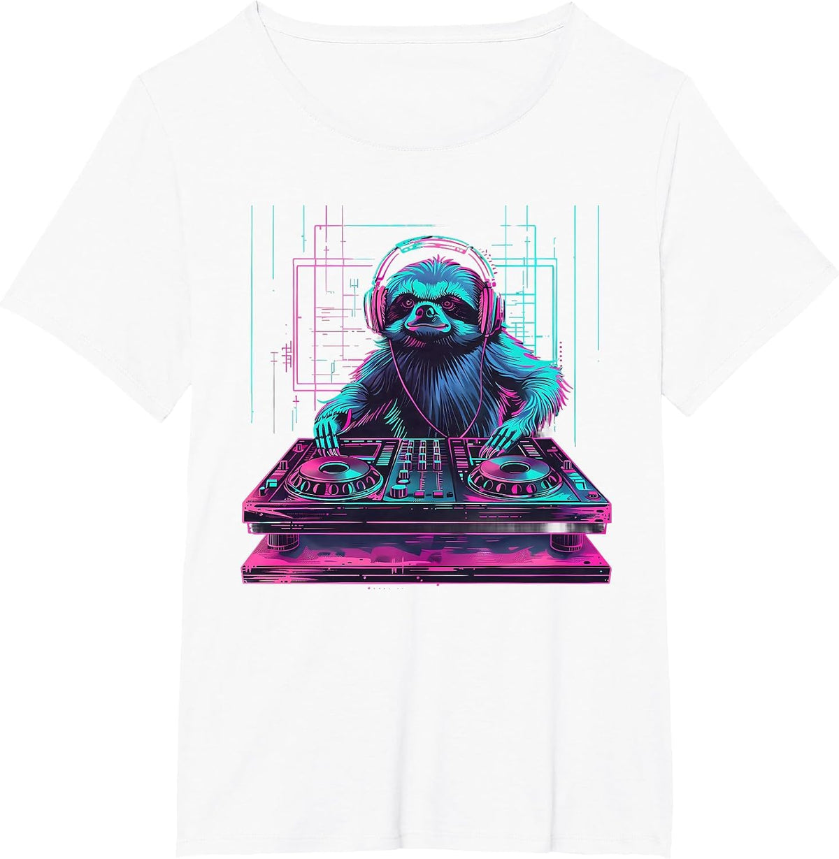 Sloth DJ House Techno EDM Music Producer Turntable DJ Sloth T-Shirt - White